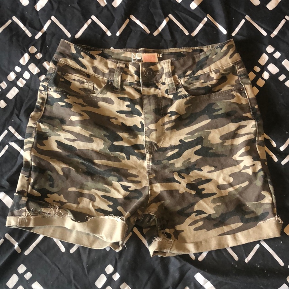 High rise camouflage shorts